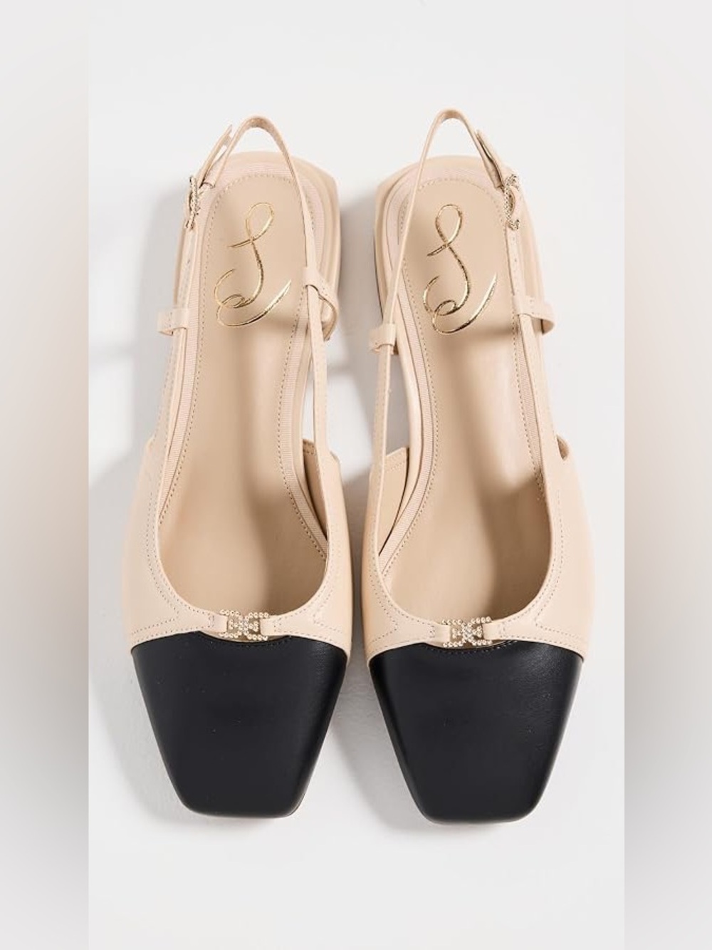 Sam Edelman Kara 2 cap-toe slingback flats in
Cream and Black Size 8.5